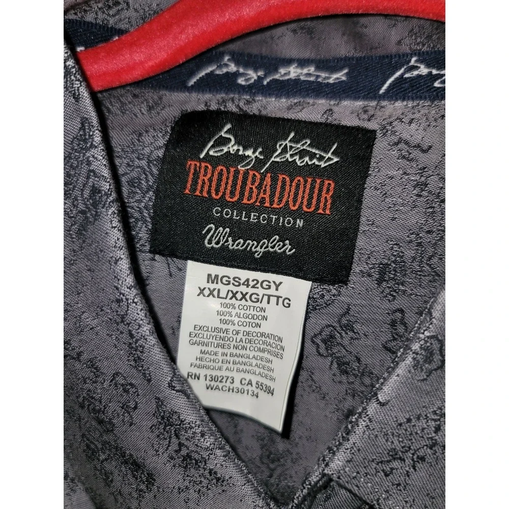 Wrangler Long Sleeve Western Shirt Troubadour Collection Gray‎ XXL